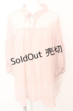 画像: axes femme POETIQUE / レース切り替えプルブラウス  ピンク O-25-10-11-1038-AX-TO-IG-OS