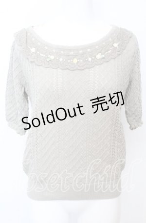 画像: 【SALE】axes femme / サテンローズ付サマーニット F グリーン系 O-25-10-11-1040-AX-TO-IG-ZT052