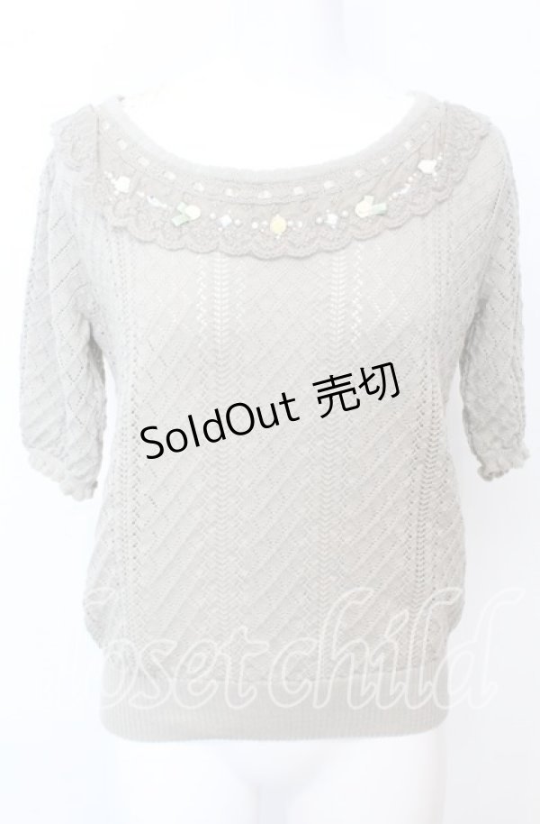 画像1: 【SALE】axes femme / サテンローズ付サマーニット F グリーン系 O-25-10-11-1040-AX-TO-IG-ZT052 (1)