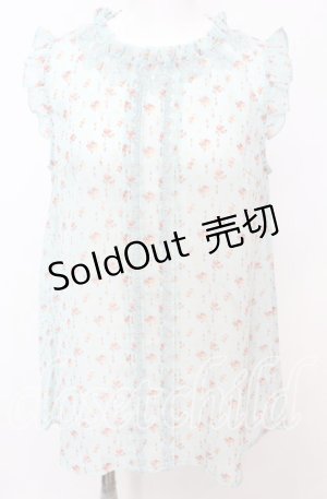 画像: axes femme / 小花柄ノースリブラウス M サックス O-25-10-11-1041-AX-BL-IG-OS