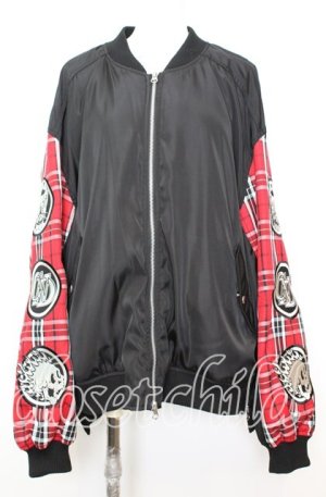 画像: Candy Stripper / FULL OF PATCHES MA-1 ジャケット  ブラック×レッド O-25-10-11-1045-PU-JA-IG-OS