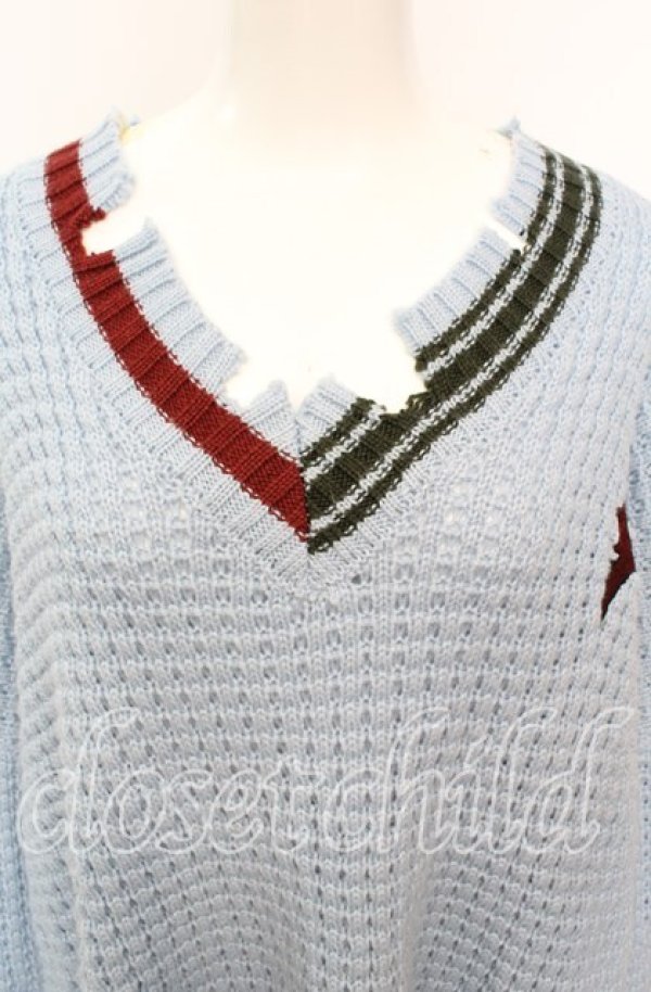 画像2: Candy Stripper / CND COLLEGE ニット  サックス O-25-10-11-1047-PU-TO-IG-ZT094 (2)