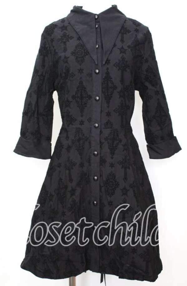 画像1: KILL STAR / Vanda Flocked Collar Dress ドレス XL ブラック O-25-10-11-1050-SL-OP-IG-OS (1)