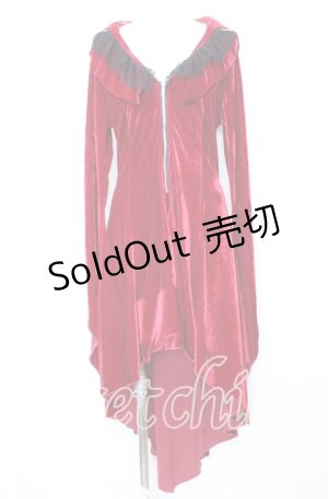 画像: Drug Honey / ベロアロングパーカー  レッド O-25-10-11-1056-PU-OP-IG-OS