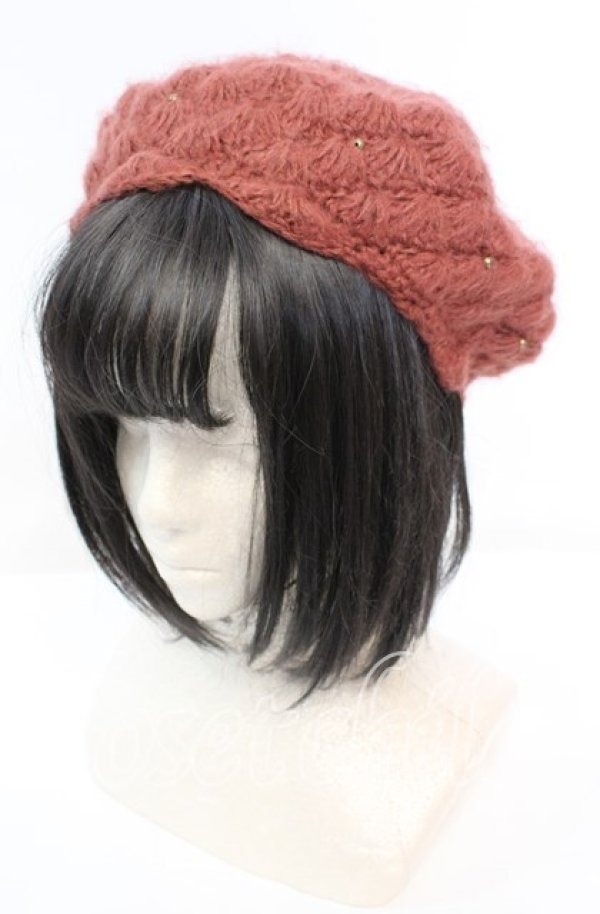 画像1: axes femme / スカラップニットベレー  朱色 O-25-10-11-1063-AX-AC-IG-OS (1)