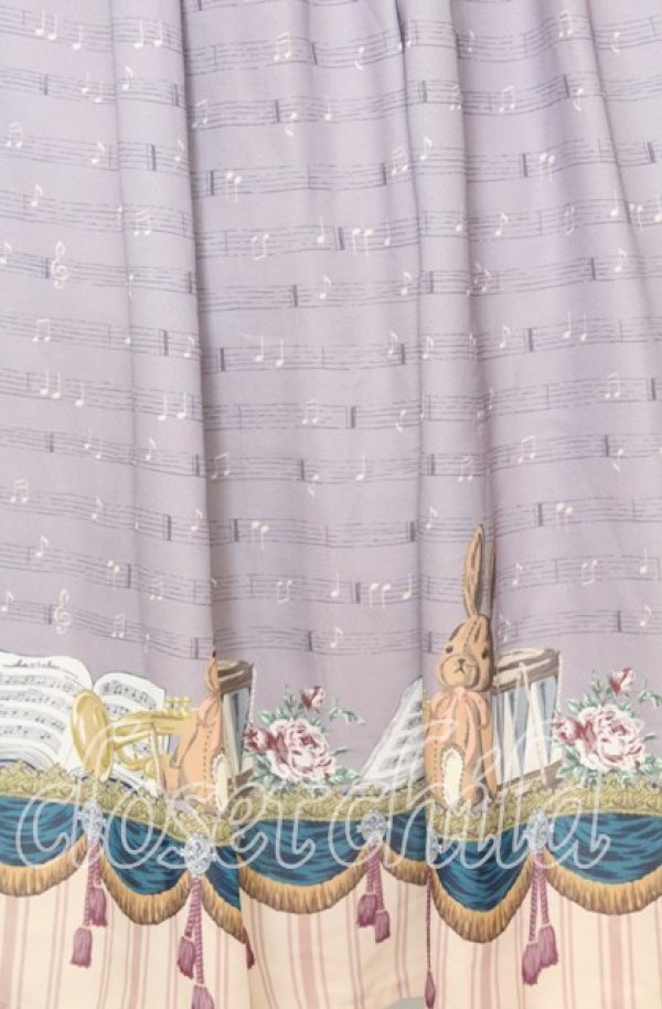 画像2: axes femme POETIQUE / パルティシオン柄ワンピース M グレー×ラベンダー O-25-10-11-1012-AX-OP-IG-OS (2)