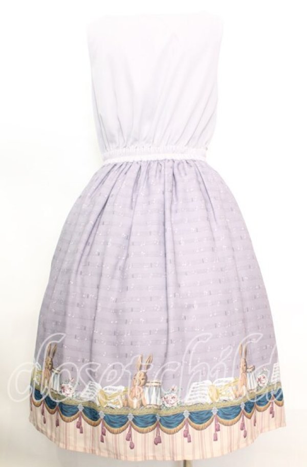 画像3: axes femme POETIQUE / パルティシオン柄ワンピース M グレー×ラベンダー O-25-10-11-1012-AX-OP-IG-OS (3)