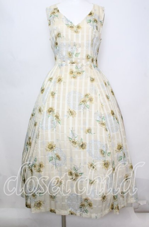 画像1: axes femme POETIQUE / ヒマワリレースロングワンピース  イエロー O-25-10-11-1013-AX-OP-IG-ZT507 (1)