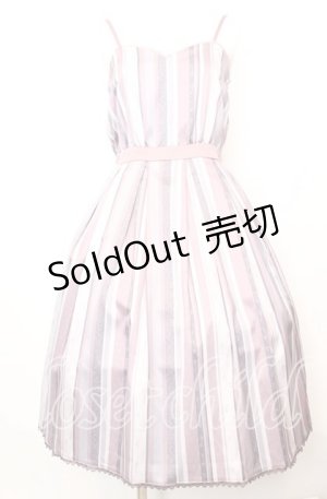 画像: axes femme POETIQUE / モチーフストライプ柄ワンピース  ピンク系 O-25-10-11-1016-AX-OP-IG-OS