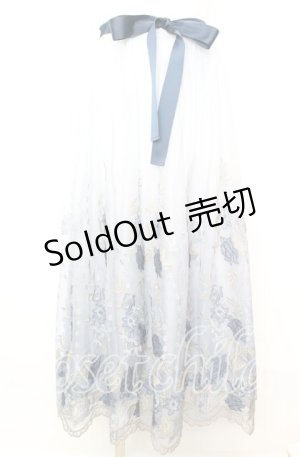 画像: axes femme / グラデチュール刺繍スカート  サックス O-25-10-11-1018-AX-SK-IG-OS