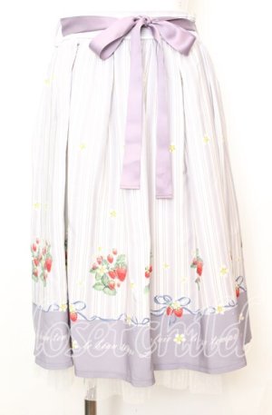 画像: axes femme POETIQUE / ストロベリーストライプスカート  シロ×ラベンダー O-25-10-11-1019-AX-SK-IG-OS