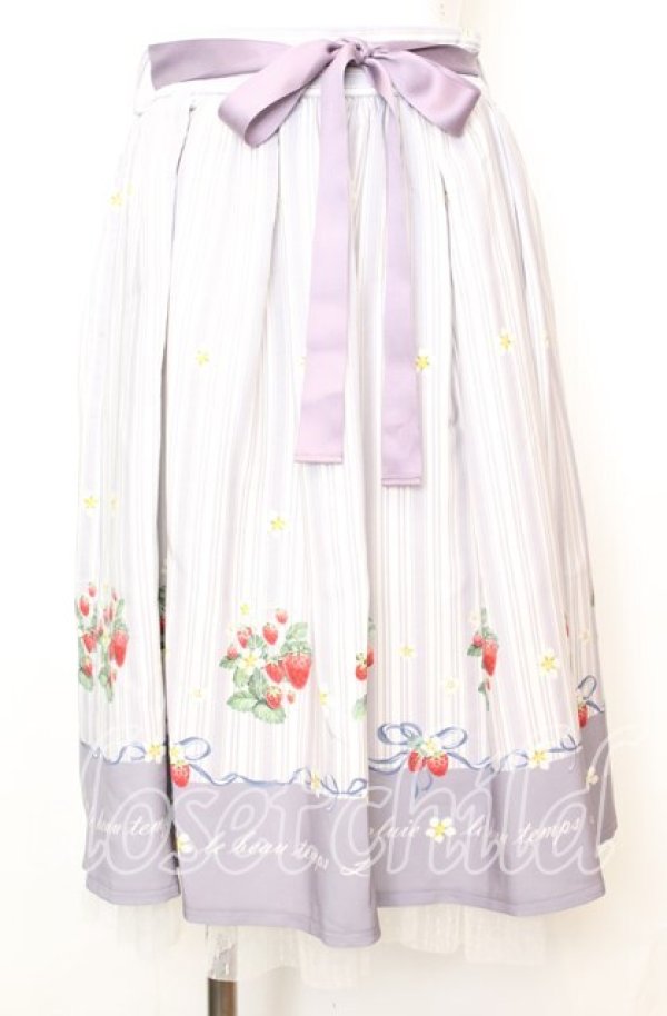 画像1: axes femme POETIQUE / ストロベリーストライプスカート  シロ×ラベンダー O-25-10-11-1019-AX-SK-IG-ZT138 (1)