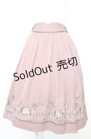 画像: axes femme / リボン付猫刺繍スカート  ピンクベージュ O-25-10-11-1025-AX-SK-IG-OS