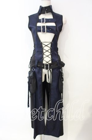 画像: Qutie Frash / パイソンベルトロングベスト  ブルー O-25-10-11-061-QU-TO-OW-OS