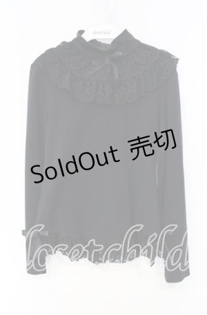 画像: metamorphose / スタンドカラーレースカットソー  クロ O-25-10-11-062-ME-TO-IG-OS