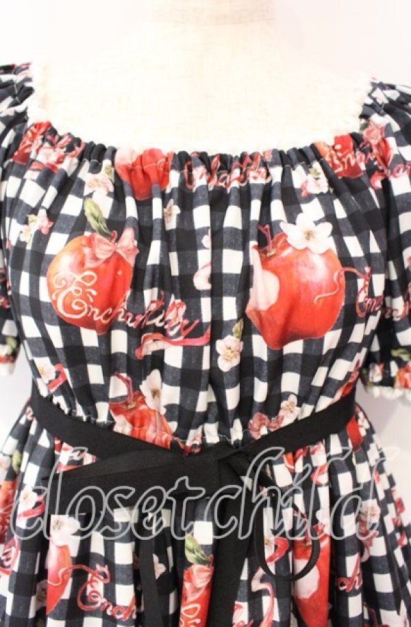 画像2: Enchantlic Enchantilly / プリリリィ 〜夢見る赤林檎〜 ギンガムチェックワンピース  クロ O-25-10-11-005-LO-OP-IG-OS (2)