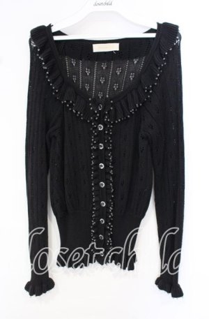 画像: metamorphose / すかし編みリボン付きカーディガン【リボン欠品】  ブラック O-25-10-11-069-ME-TO-IG-OS