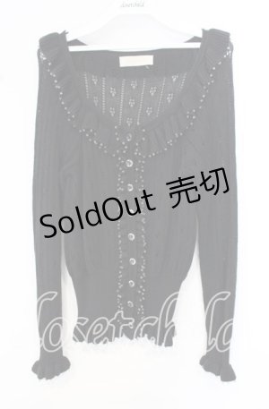 画像: metamorphose / すかし編みリボン付きカーディガン【リボン欠品】  ブラック O-25-10-11-069-ME-TO-IG-OS