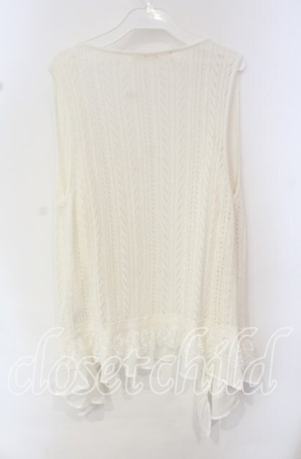 画像3: PINK HOUSE / シフォンフリルニットジレ  オフ O-25-10-11-072-LO-TO-IG-ZT388 (3)