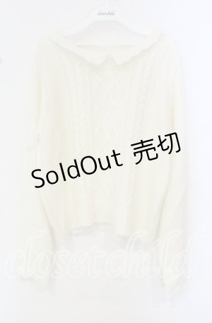 画像: 【SALE】Lizmelo / 襟つきケーブル編みニット  オフ O-25-10-11-077-LO-TO-IG-ZT33