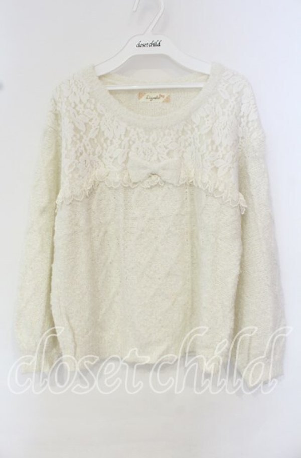 画像1: Lizmelo / レース配色ラメニット  オフ O-25-10-11-079-LO-TO-IG-OS (1)