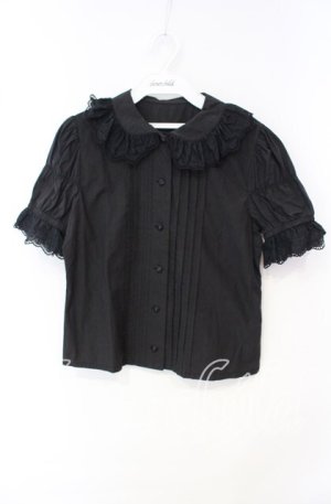 画像: Moi-meme-Moitie / 逆十字レースパフ袖ブラウス  ブラック O-25-10-11-016-MO-BL-IG-OS