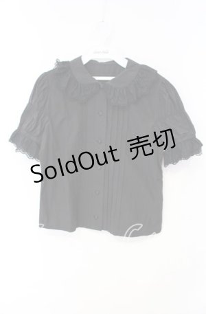 画像: Moi-meme-Moitie / 逆十字レースパフ袖ブラウス  ブラック O-25-10-11-016-MO-BL-IG-OS