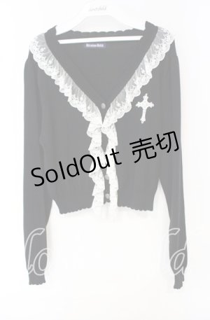 画像: Moi-meme-Moitie / 十字架ワッペンレースカーディガン F ブラック O-25-10-11-017-MO-TO-IG-OS