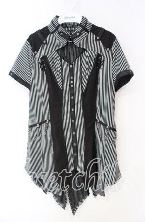 画像: OZZ ANGELO / Garden of Fallen Angel 半袖ブラウス　  ブラックストライプ O-25-10-11-019-OO-BL-IG-OS
