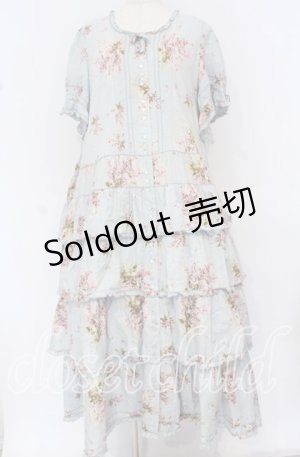 画像: PINK HOUSE / ブーケタックティアードワンピース【お直しあり】  サックス O-25-10-14-043-LO-OP-IG-OS