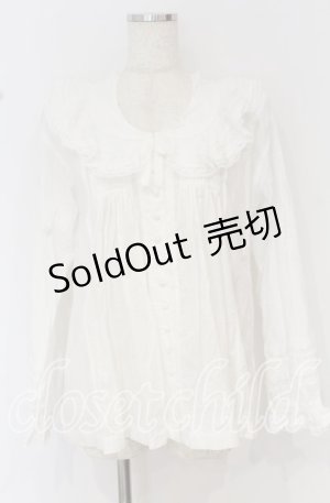 画像: WONDERFUL WORLD / ピコフリルブラウス  シロ O-25-10-14-047-LO-BL-IG-OS