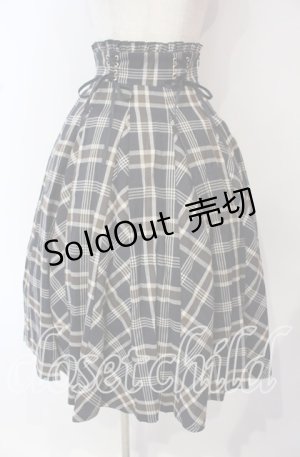 画像: Amavel / Wレースアップチェック柄スカート  ネイビー O-25-10-14-072-CA-SK-IG-OS