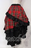 画像1: Qutie Frash / タータンチェックフリルロングスカート  レッド O-25-10-14-073-QU-SK-OW-OS (1)