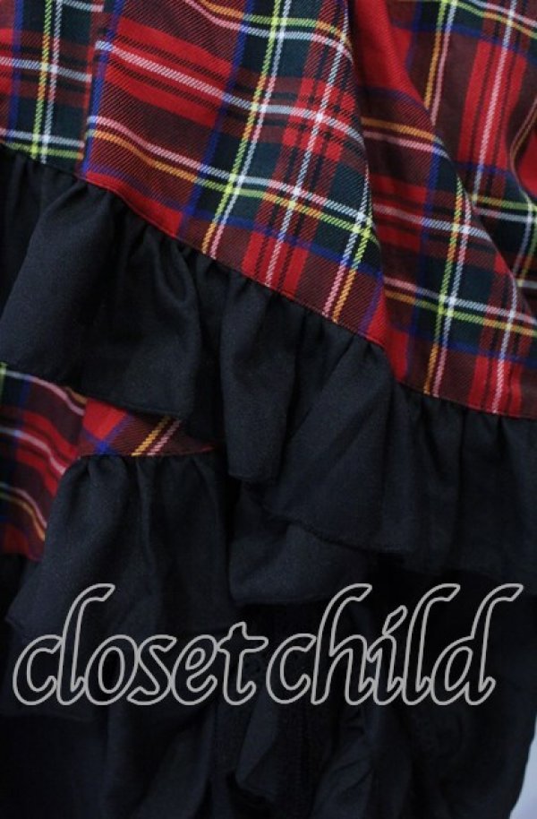 画像2: Qutie Frash / タータンチェックフリルロングスカート  レッド O-25-10-14-073-QU-SK-OW-OS (2)