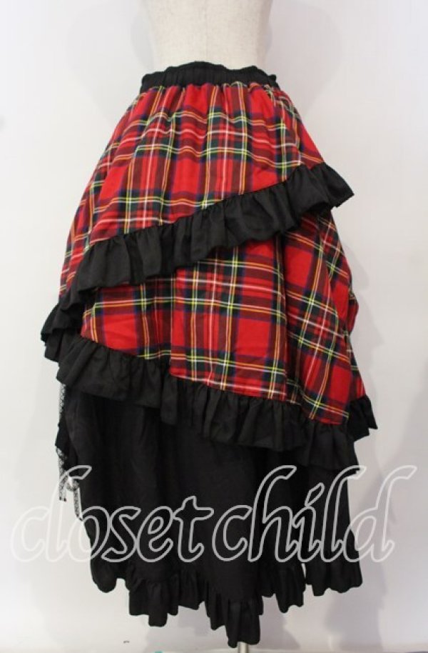 画像4: Qutie Frash / タータンチェックフリルロングスカート  レッド O-25-10-14-073-QU-SK-OW-OS (4)
