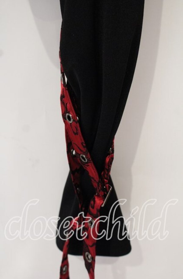 画像2: 【SALE】Qutie Frash / ドラゴンpt2連ベルトサルエルパンツ  ブラック×レッド O-25-10-14-080-QU-PA-OW-ZT083 (2)