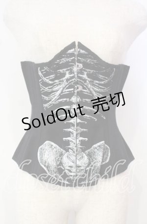画像: Restyle / ボーンプリントコルセット  ブラック O-25-10-14-084-GO-ZA-OW-OS