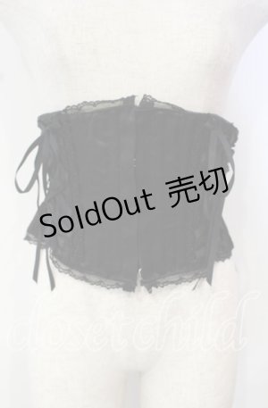 画像: ATELIER PIERROT / ダブルレースアップサテンショートコルセット  ブラック O-25-10-14-085-EL-TO-OW-OS