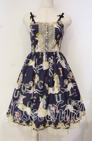 画像: Belette / サーカス柄ジャンパースカート  ネイビー O-25-10-14-096-LO-OP-IG-OS