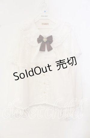 画像: Amavel / Secret Macaronレースケープブラウス F シロ×ワイン O-25-10-14-109-CA-BL-OW-OS