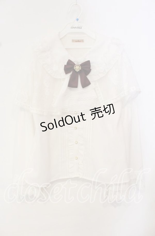 画像1: Amavel / Secret Macaronレースケープブラウス F シロ×ワイン O-25-10-14-109-CA-BL-OW-OS (1)