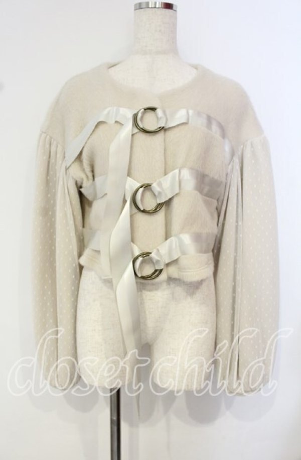 画像1: pays des fees  / ドットチュール切り替えショートジャケット  アイボリー O-25-10-14-112-PU-JA-OW-ZT235 (1)