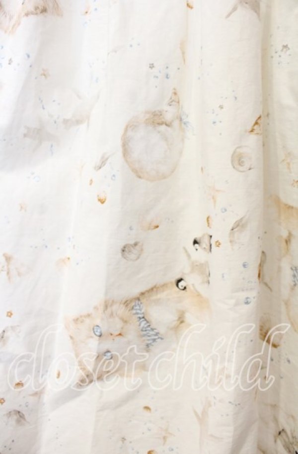 画像3: PINK HOUSE / さざ波とねこプリントミディワンピース  アイボリー O-25-10-14-115-LO-OP-OW-OS (3)