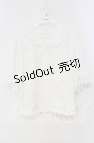 画像: PINK HOUSE / はしごレース&サテンリボン使いローンブラウス  シロ O-25-10-14-116-LO-BL-OW-OS