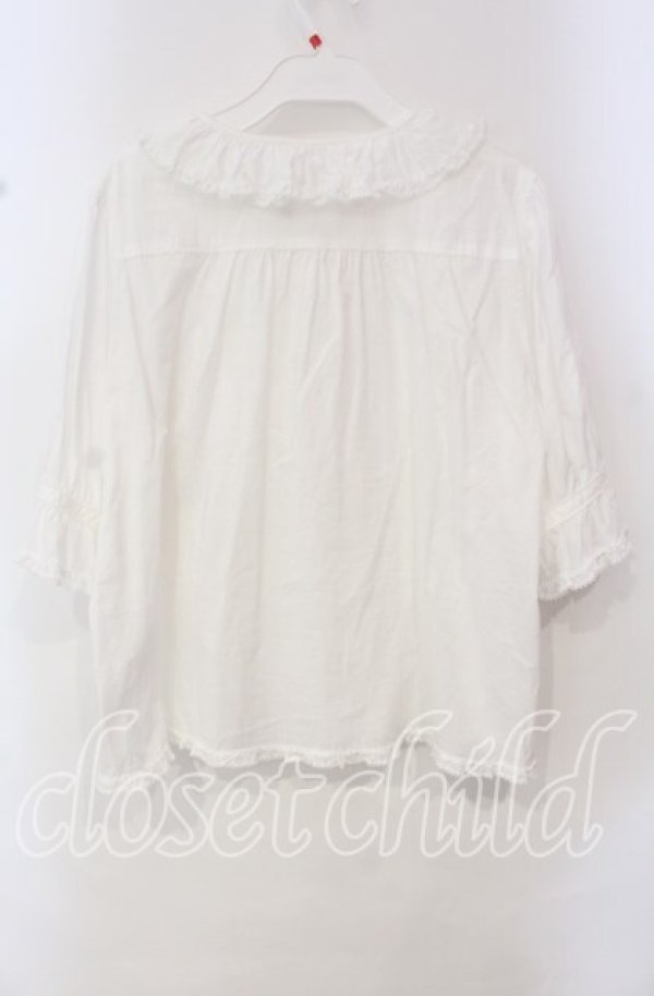 画像3: PINK HOUSE / はしごレース&サテンリボン使いローンブラウス  シロ O-25-10-14-116-LO-BL-OW-OS (3)