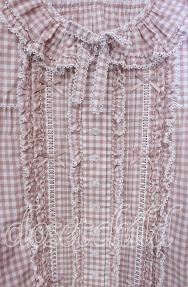 画像2: PINK HOUSE / はしごレース&サテンリボン使いローンブラウス  ピンク O-25-10-14-118-LO-BL-OW-OS (2)