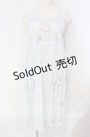 画像: PINK HOUSE / さざ波とねこ刺繍ローンタブリエ  ミズイロ O-25-10-14-119-LO-TO-OW-OS