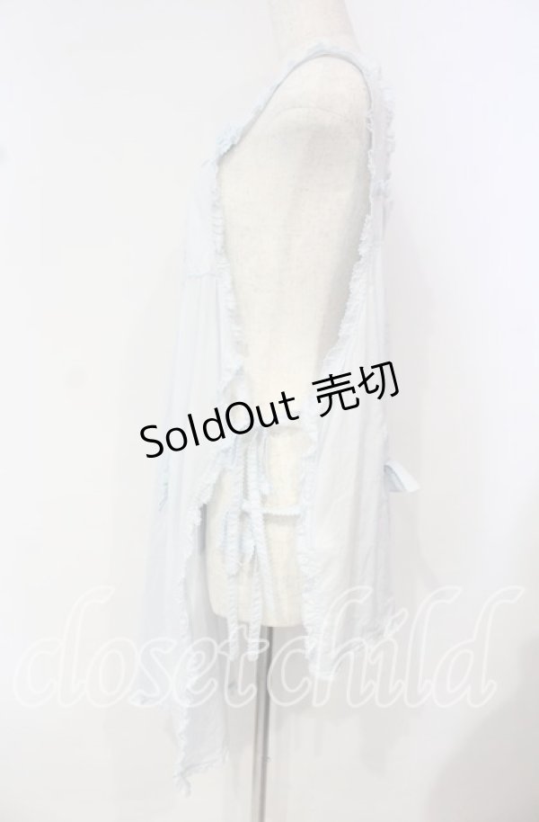 画像3: PINK HOUSE / さざ波とねこ刺繍ローンタブリエ  ミズイロ O-25-10-14-119-LO-TO-OW-OS (3)