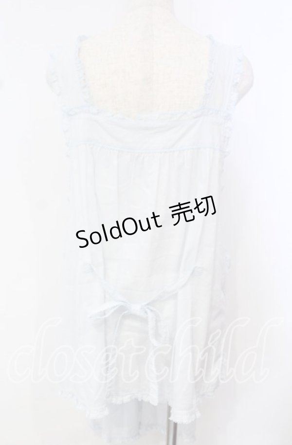 画像4: PINK HOUSE / さざ波とねこ刺繍ローンタブリエ  ミズイロ O-25-10-14-119-LO-TO-OW-OS (4)