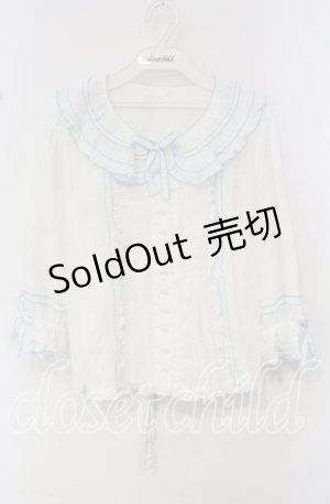 画像: PINK HOUSE / ローンフリルブラウス  シロ×ミズイロ O-25-10-14-121-LO-BL-OW-OS